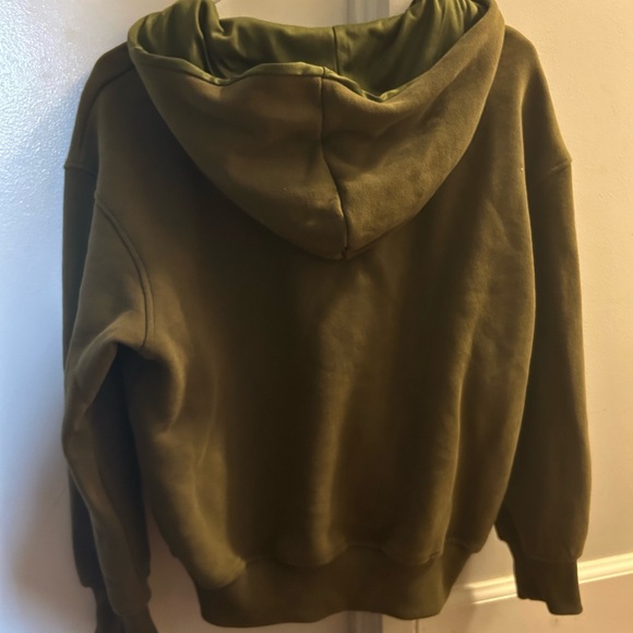 Olive Green Women's Zip-Up Hoodie - Picture 3 of 4